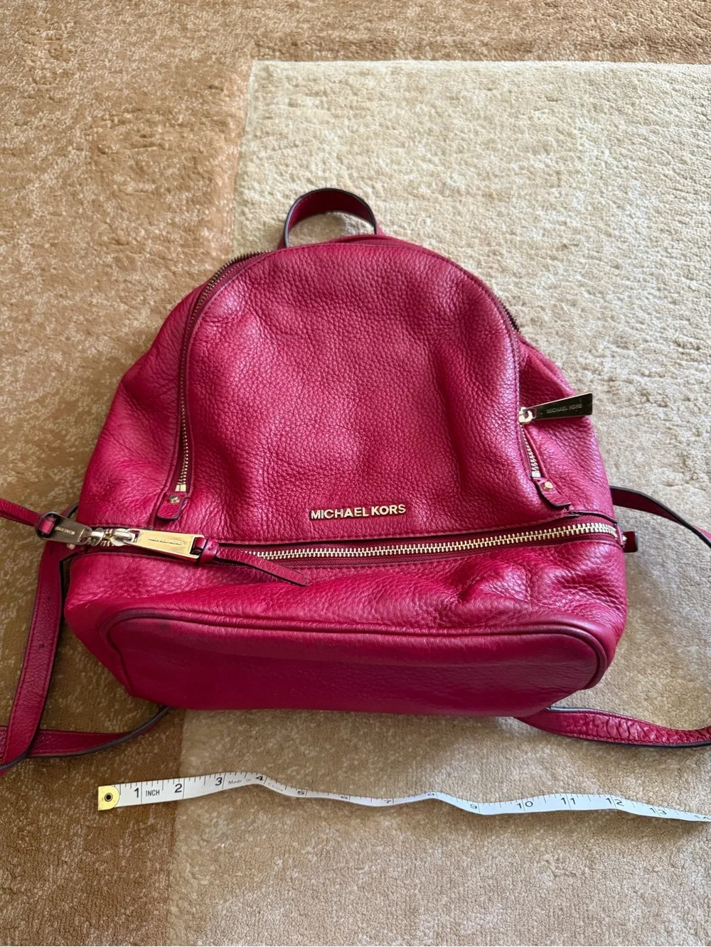 Michael Kors Red Leather Backpack
